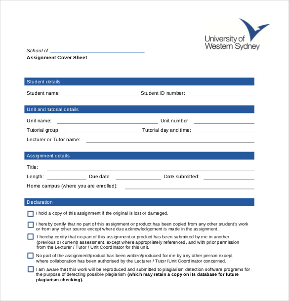 Uws assignment cover sheet pdf image