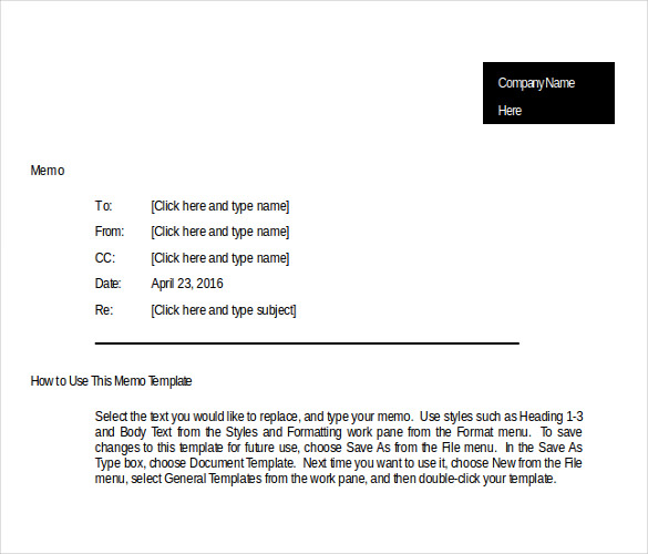 general memo ms word template