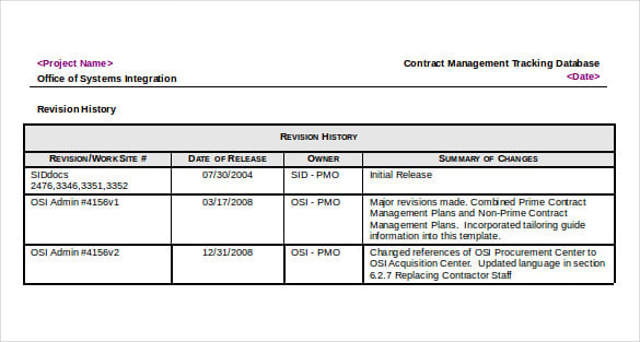 contract management tracking database template