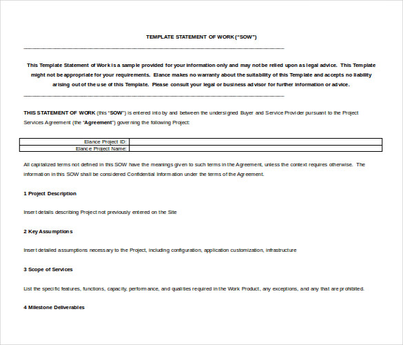 free word project agreement statement template