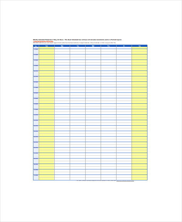 day time schedule template