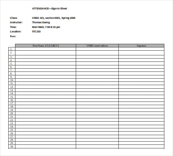 free download attendance sheet ms word format template