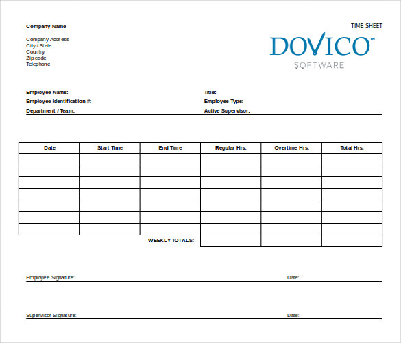 ms word employee time sheet free template