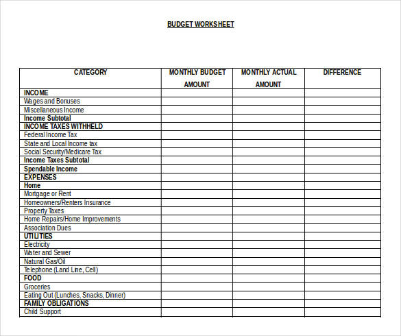 budget templates for microsoft excel