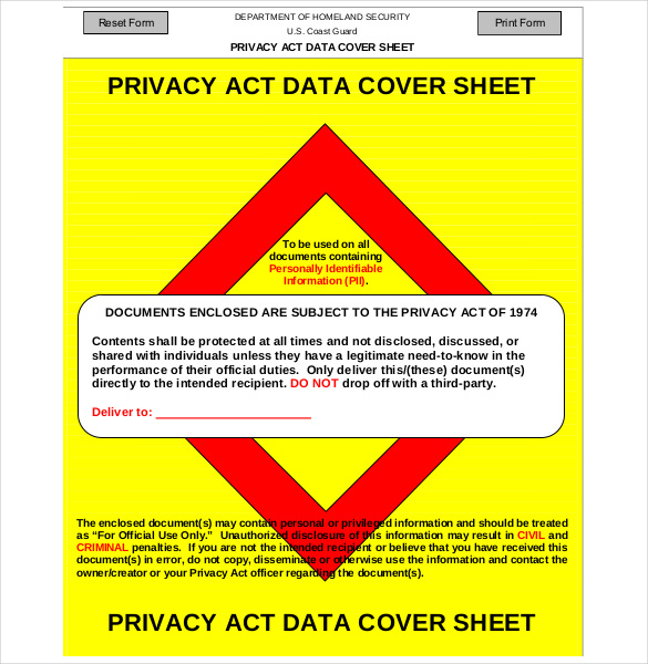Printable Privacy Act Cover Sheet Printable Word Searches