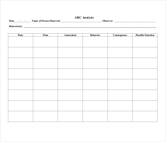 blank behavior chart tracking template