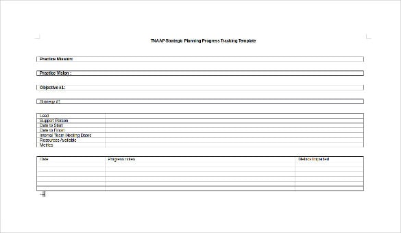 doc format of progress tracking template