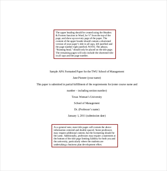 12+ APA Cover Sheet Templates Free Sample, Example, Format Download