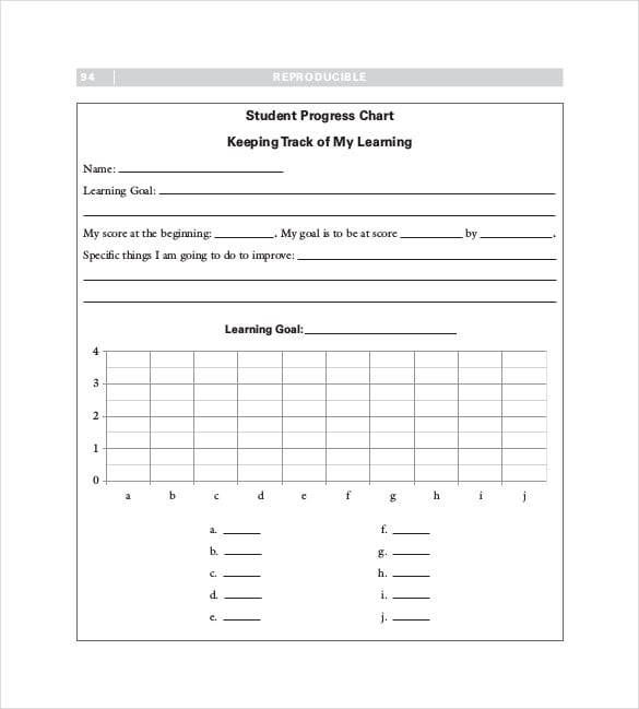 student progress chart track free pdf format download