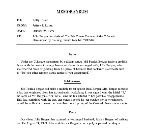 Legal Memorandum Law Memo Sample Pdf Template Gambaran