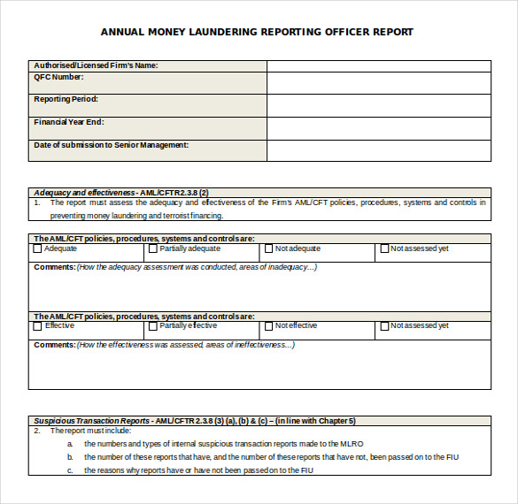 free word laundering officer report template