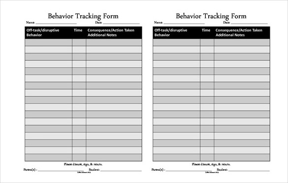 10 Free Behavior Tracking Template