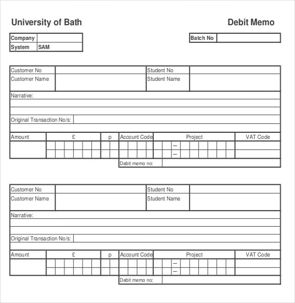 debit memo template pdf document download