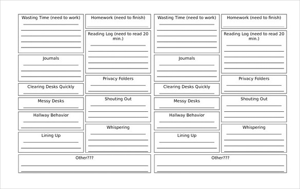 behavior tracking sheet doc format download