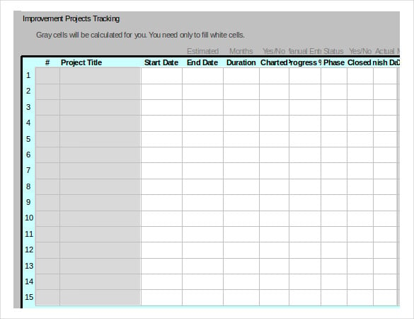 excel format of project tracking template download