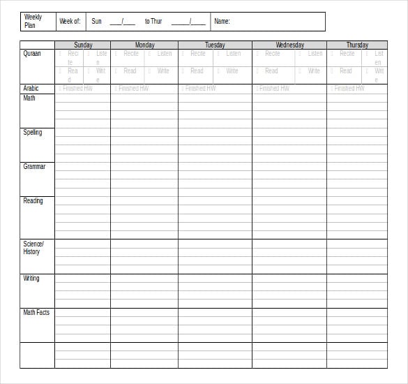 monthly daily planner template