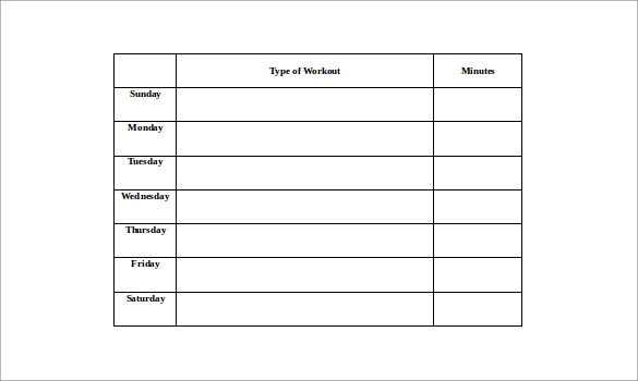 workout log template in microsoft word