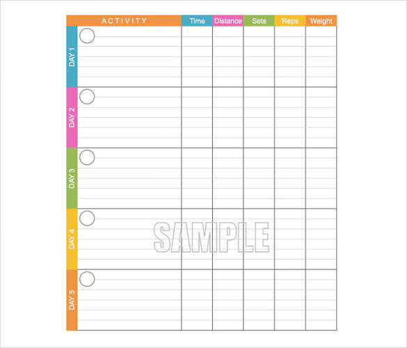 workout journal template excel