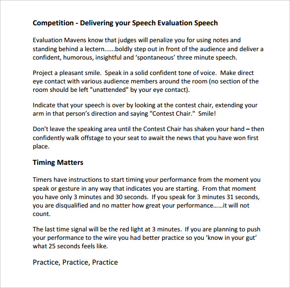 toastmasters evaluation writing a speech with purpose