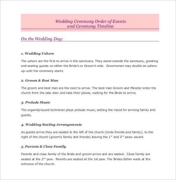 wedding order of service pdf format free download