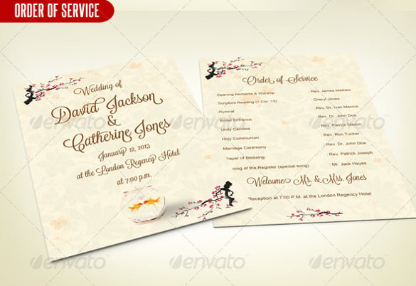 wedding order of service tempate with invitation