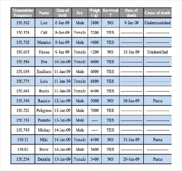 Typical Baby Weight Chart