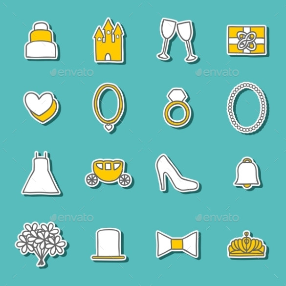 21 Wedding Sticker Templates JPG Vector EPS