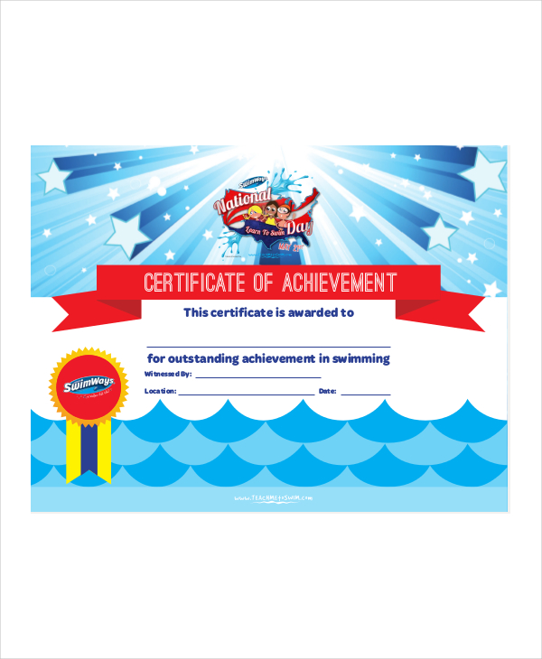 Swimming Certificate Template 8 Free Word Excel PDF Documents Download