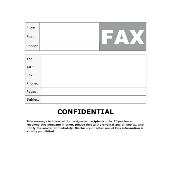 example confidential cover sheet free download