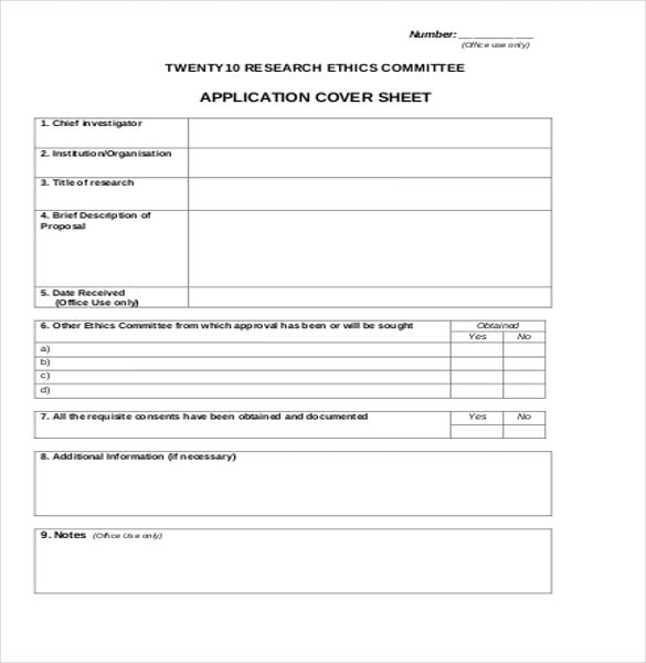 confidential application cover sheet download