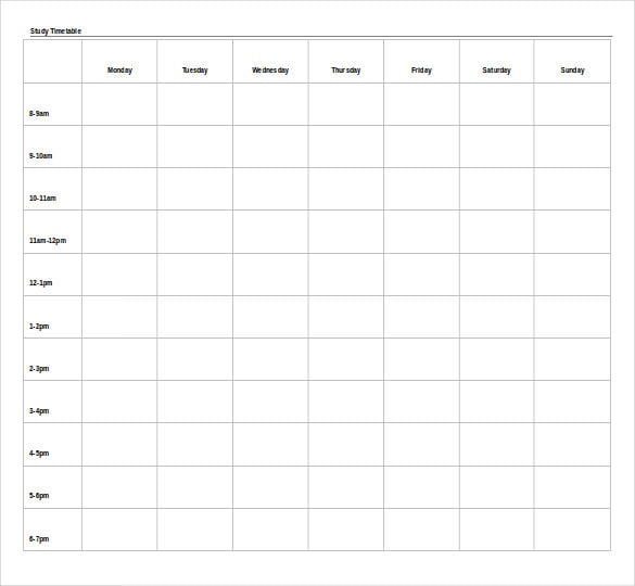 study-itinerary-free-word-2010-format-free-template