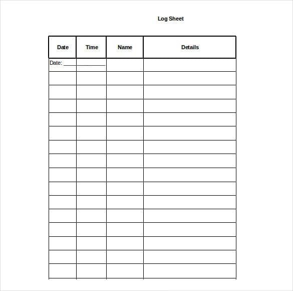 blank log template
