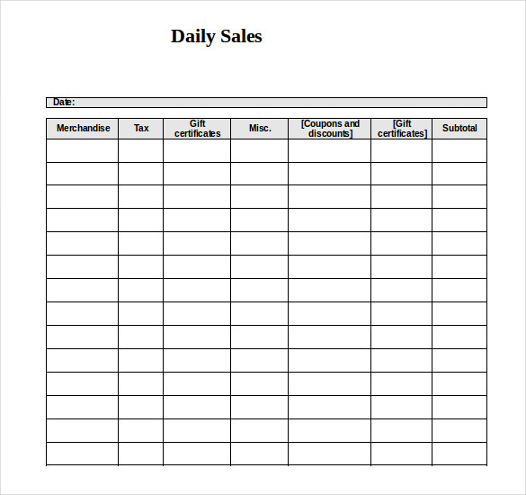 sales log template