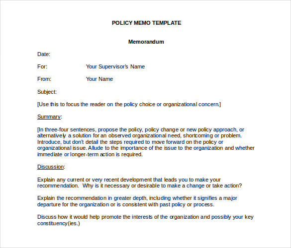 simple policy memo template