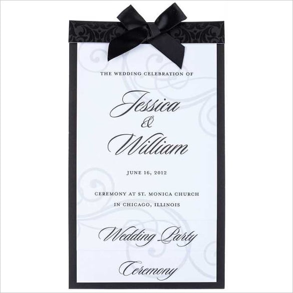 black white wedding programs