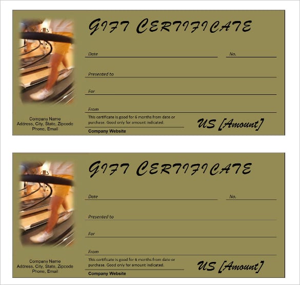 gym membership gift certificate template editable download