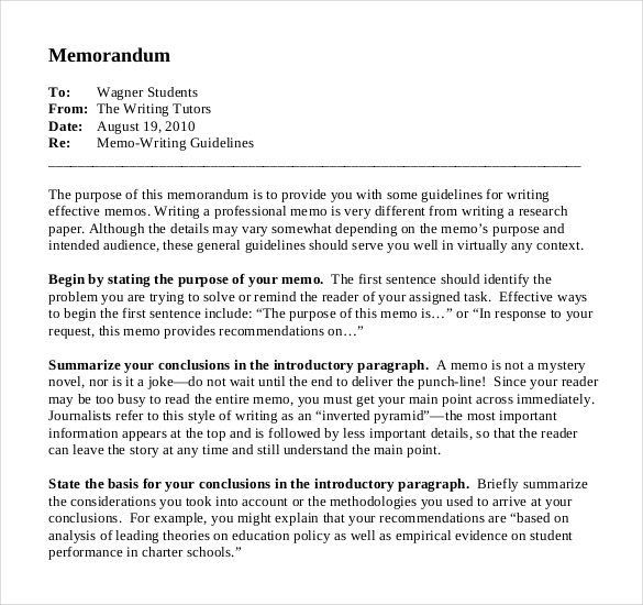 Memorandum example - Toreto.co