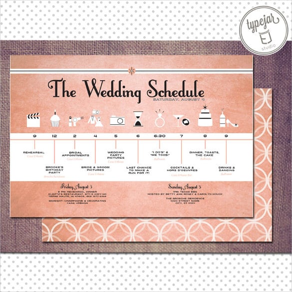 vintage wedding schedule template for download