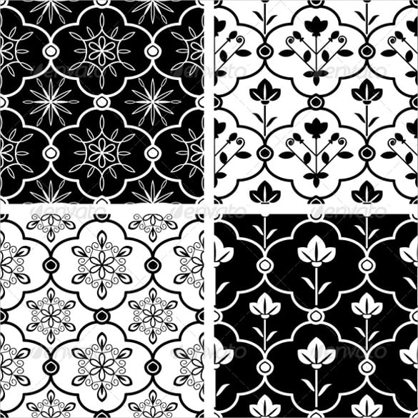 seamless black and white patterns set download