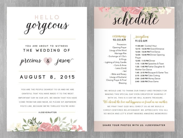 easy to download wedding schedule template