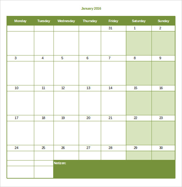 monthly rota template excel