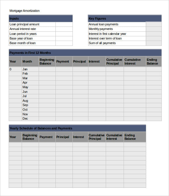 monthly amortization schedule excel template excel format download