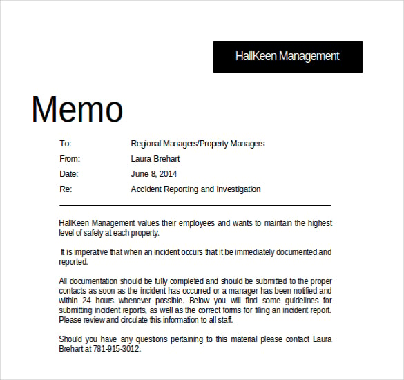 professional incident reporting memo document download1