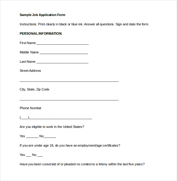 Application For Job Document Job Application Form Word Document Free Download