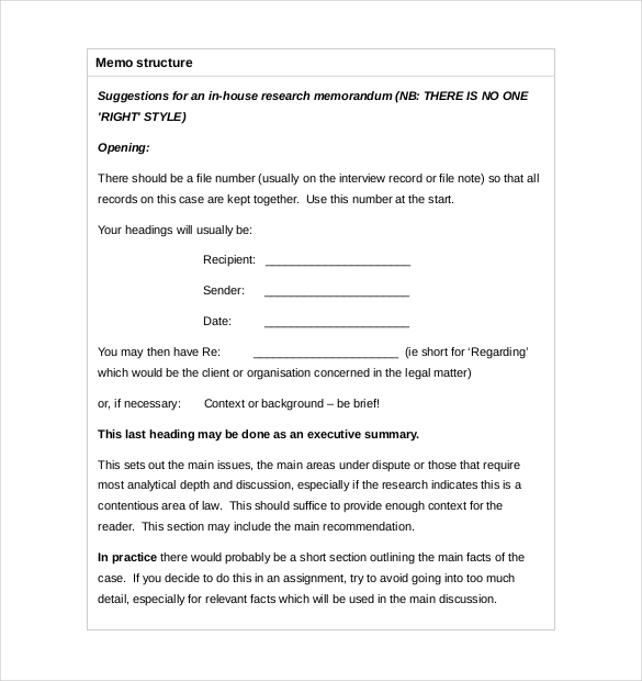 Initial Issue Memo Example 13+ Legal Memo Templates – Sample Word, Google Docs Format Download
