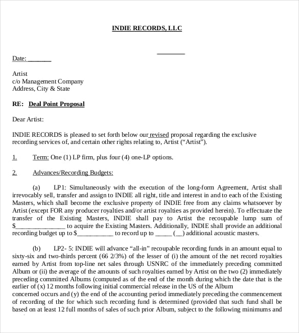 deal point proposal memo free format download