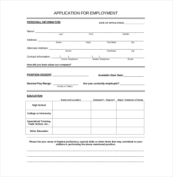 15 employment application templates free sample example format