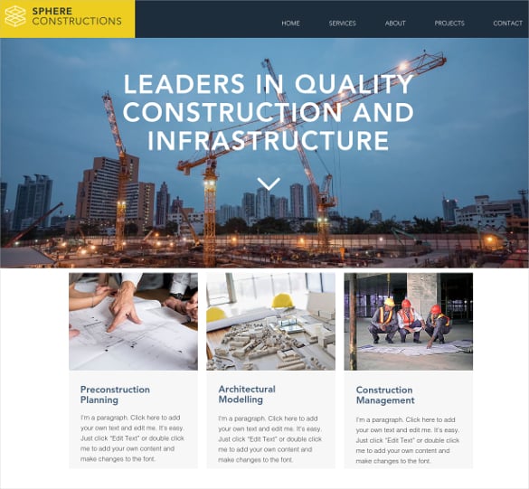 free constriuction company wix template