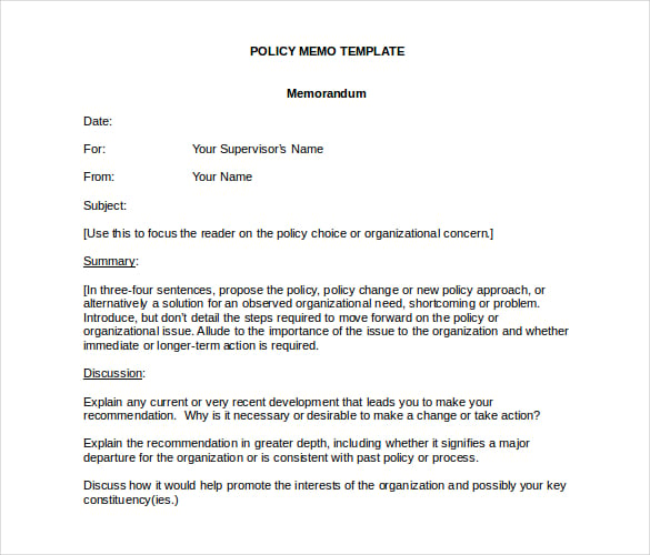 simple policy memo template
