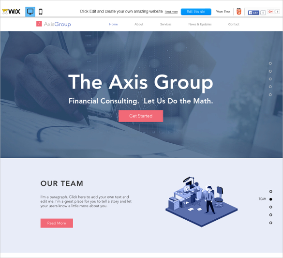 free finance consulting wix theme